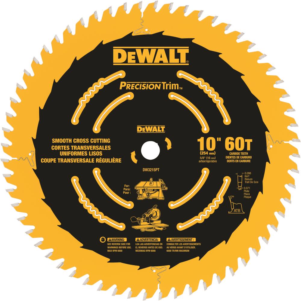 DEWALT 10-in 60T Smooth Crosscutting Saw Blade - Flockneti