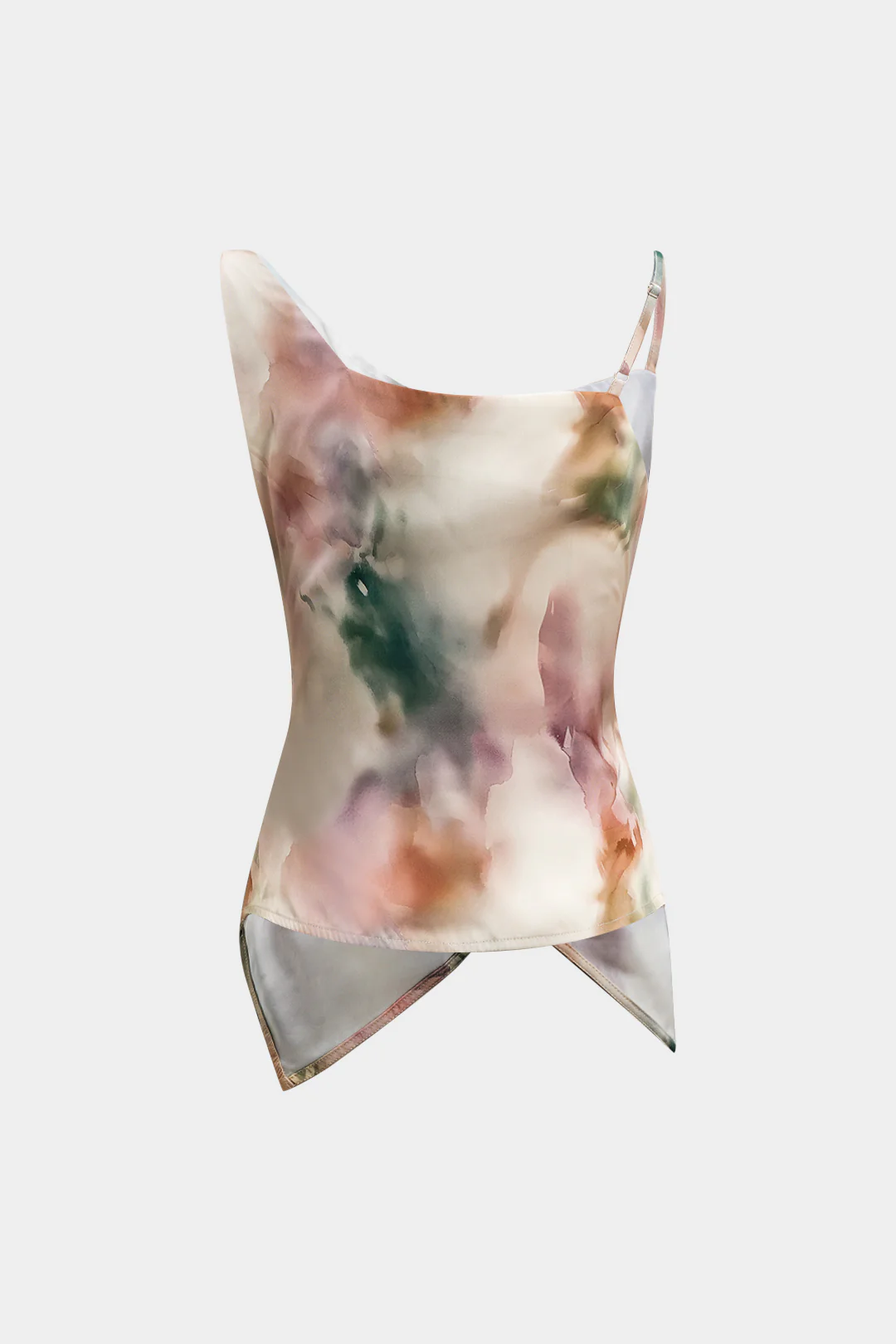 Watercolor Print Satin Cami Top - Flockneti
