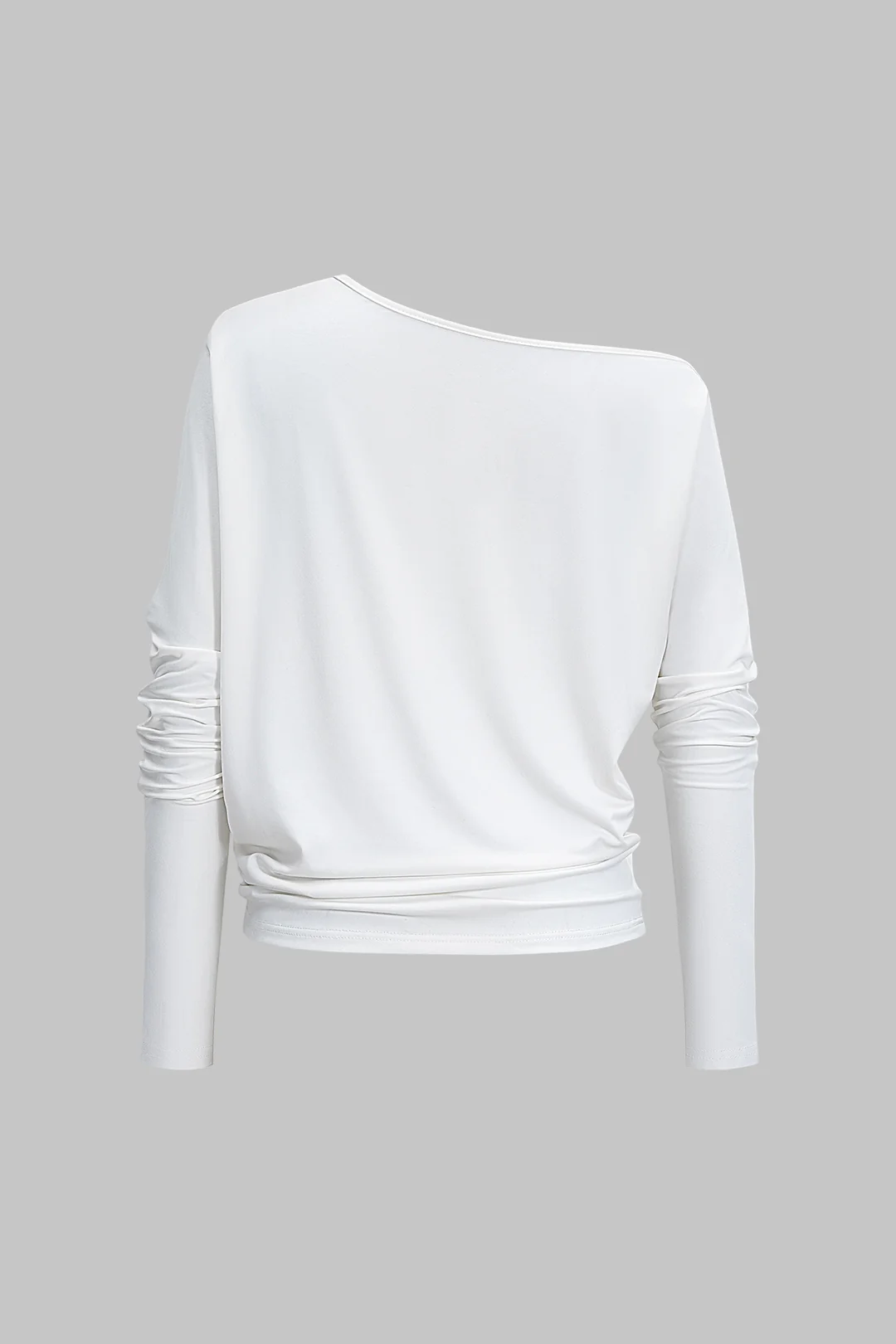 One Shoulder Asymmetrical Neck Long-Sleeve Top - Flockneti