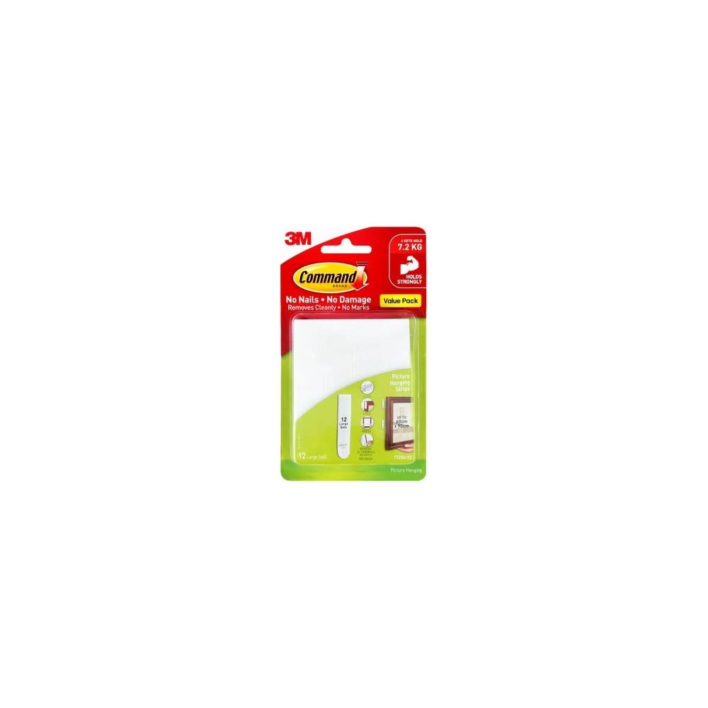 3M Command White Large Picture Hanging Strip 12pk - Flockneti