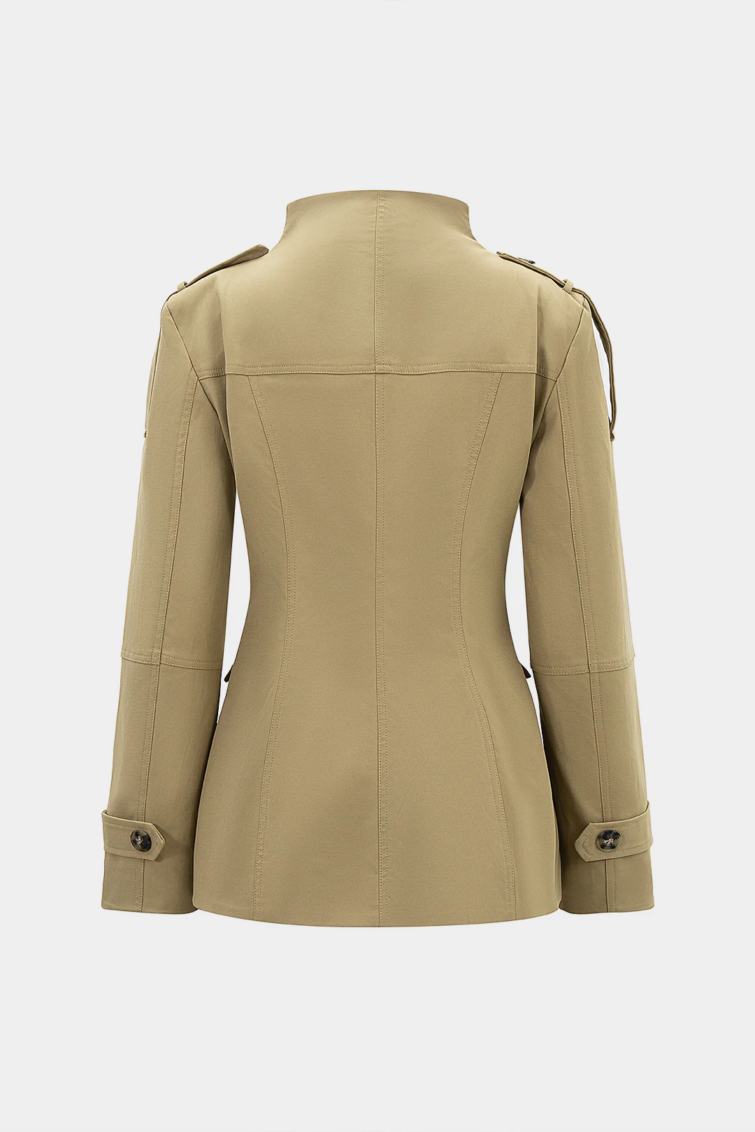 Mock Neck Button Pocket Jacket - Flockneti