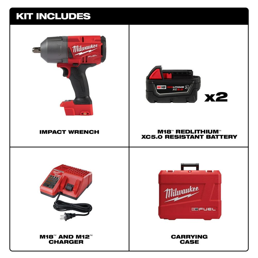 Milwaukee M18 FUEL High Torque 1/2 Impact Wrench with Pin Detent Kit - Flockneti