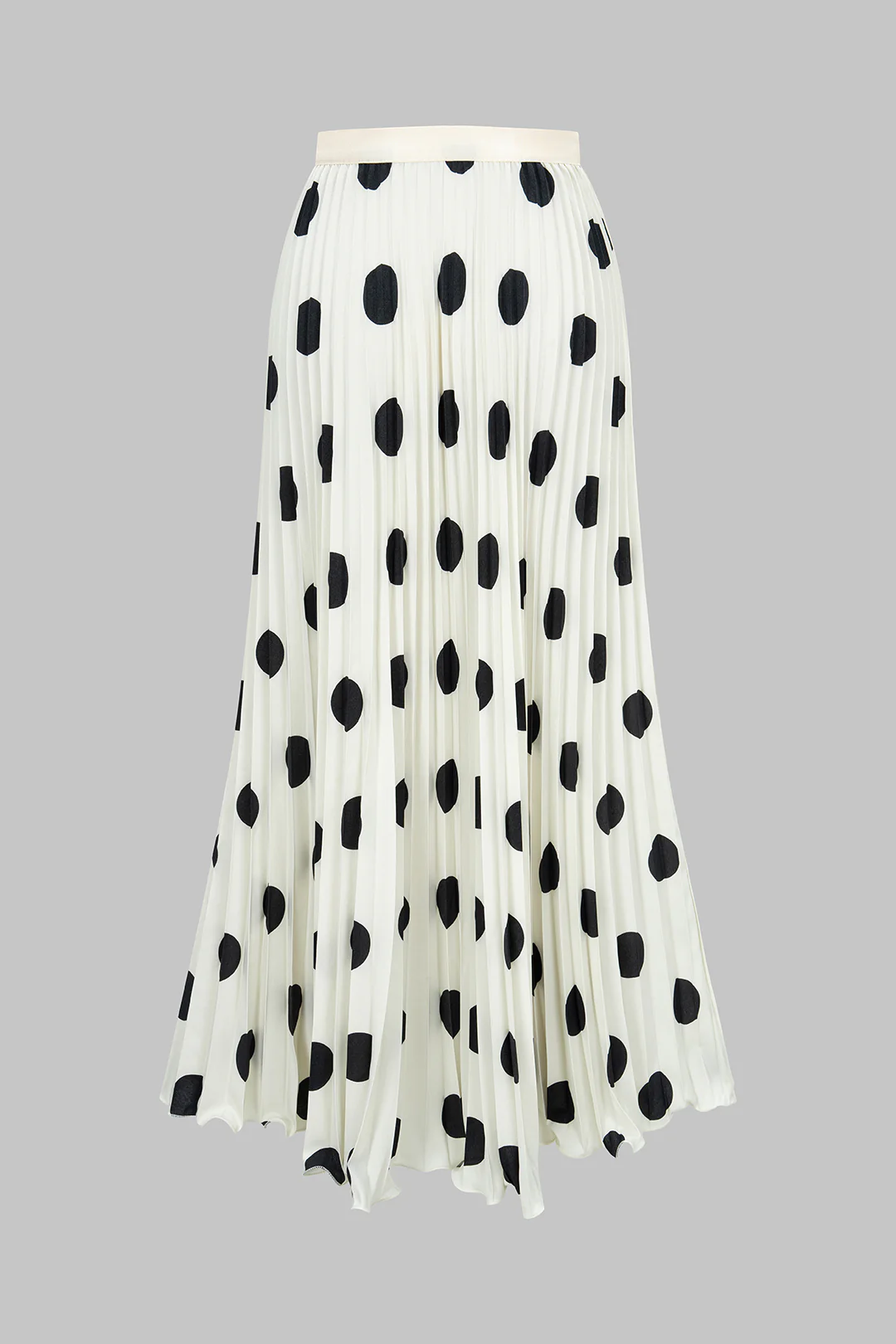 Polka Dots Print Pleated High Waist Skirt - Flockneti