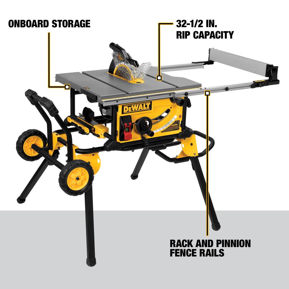 DEWALT 10″ Jobsite Table Saw 32 1/2″ Rip Capacity & Rolling Stand - Flockneti