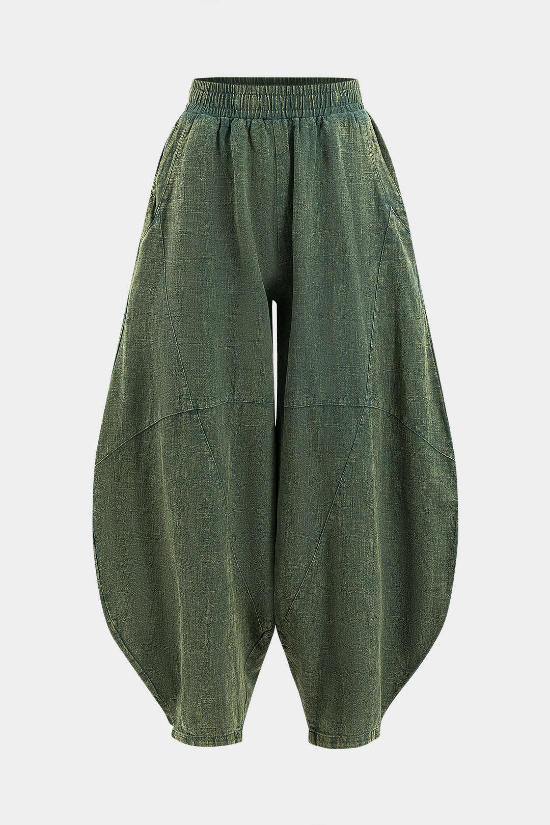Ruched Pocket Wide Leg Barrel Trousers - Flockneti