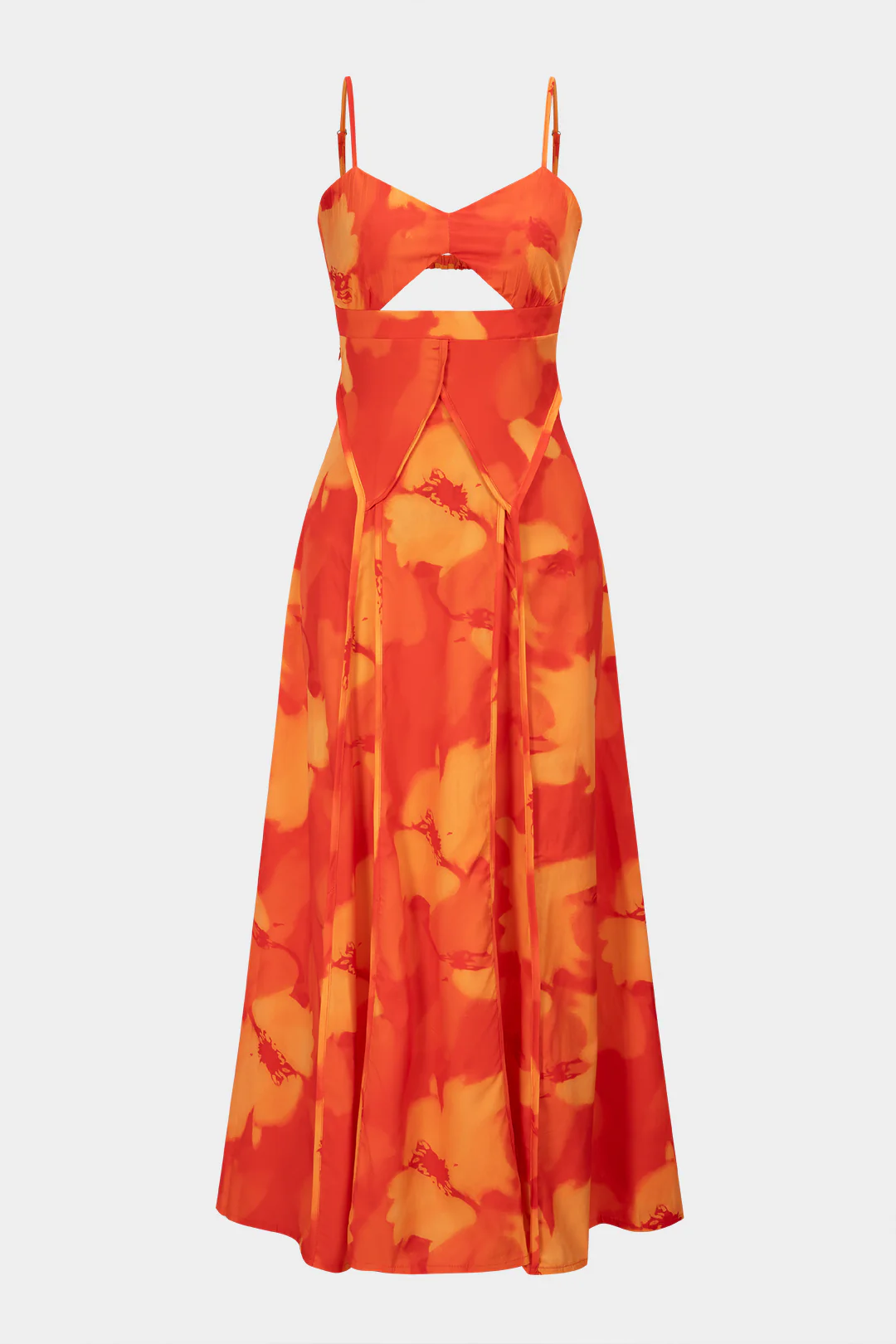 Floral Print V-Neck Cut Out Backless Sleeveless Maxi Dress - Flockneti