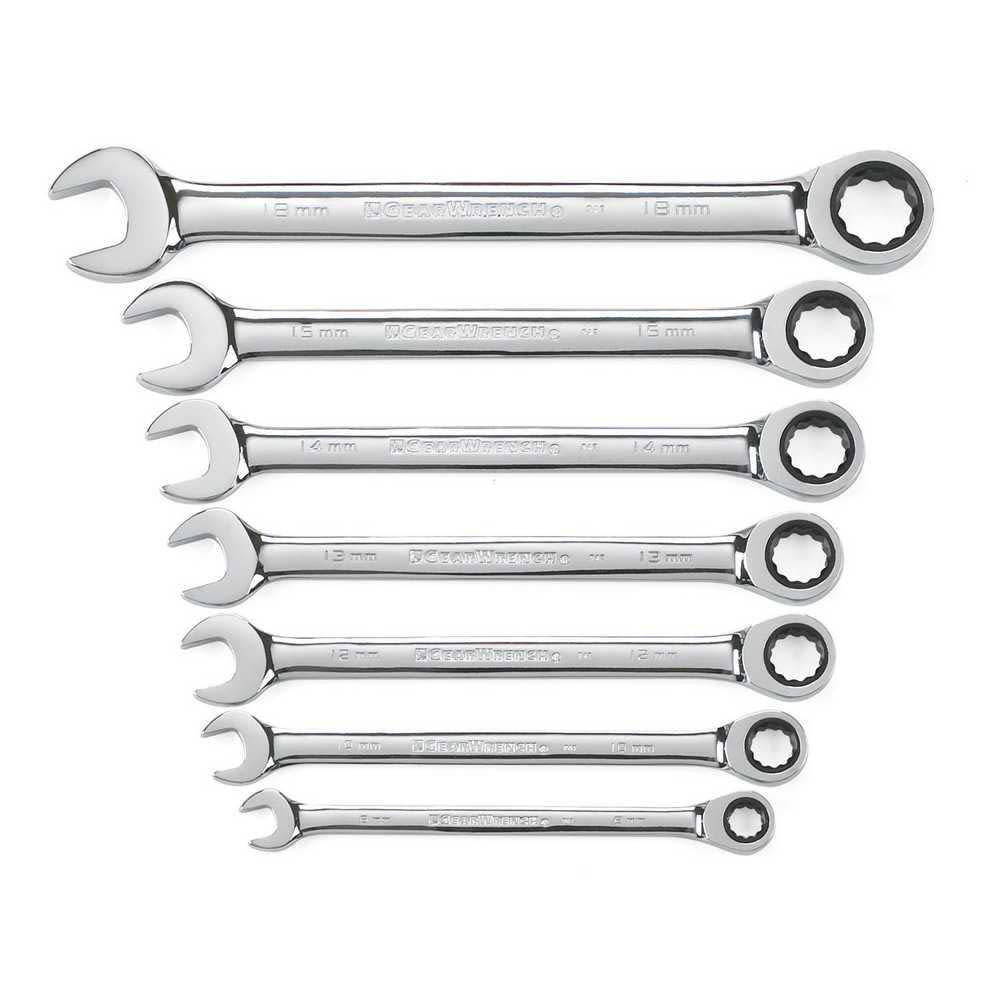 GEARWRENCH Combination Ratcheting Wrench Set 7 Pc. Metric - Flockneti