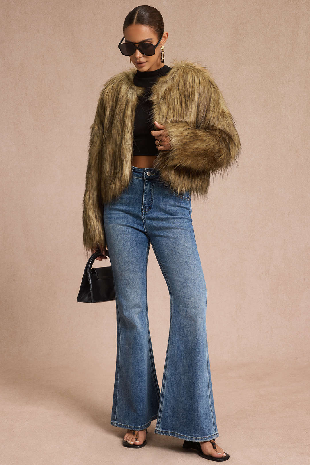 Faux Fur Long Sleeve Jacket - Flockneti