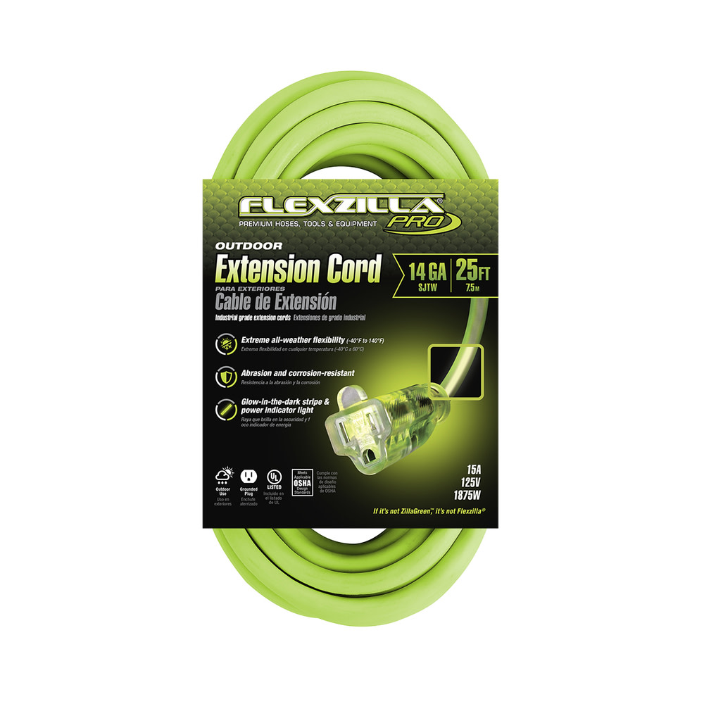 Flexzilla 25 ft. Pro Extension Cord 14/3 AWG - Flockneti