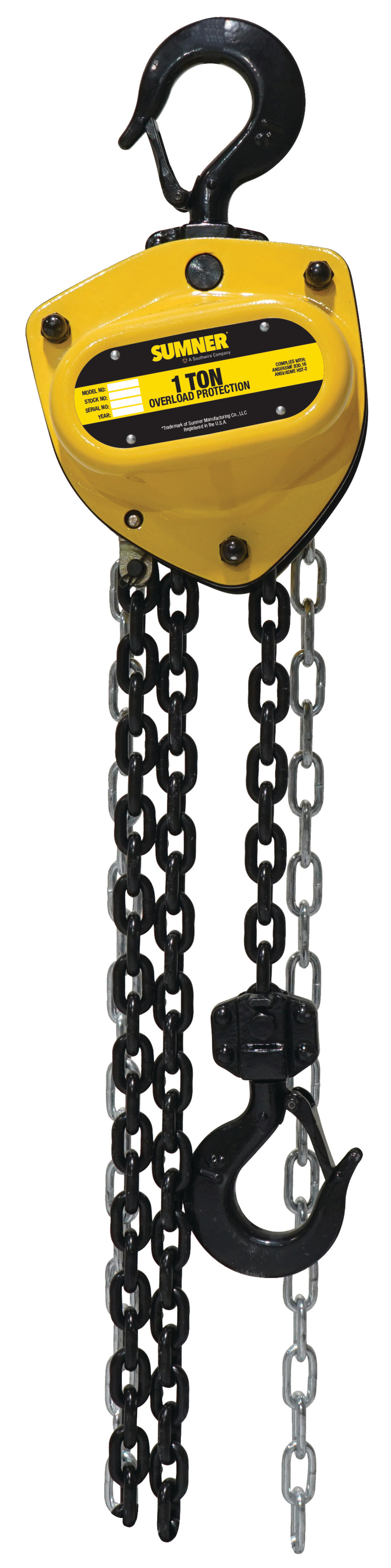 Sumner Chain Hoist 1 Ton with 20′ Chain Fall and Overload Protection - Flockneti