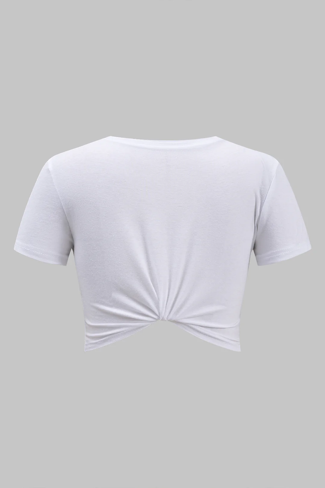 Plus Size Round Neck Denim Patchwork Short Sleeve T-Shirt - Flockneti
