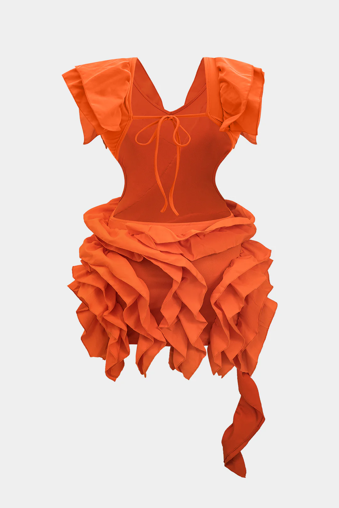 Plus Size Ruffle Backless Cut Out Sleeveless Mini Dress - Flockneti