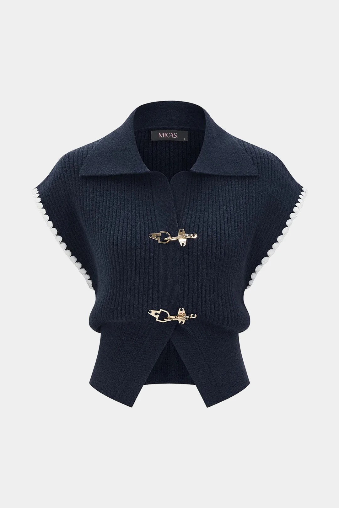 Knit Buckle Short-Sleeve Top - Flockneti
