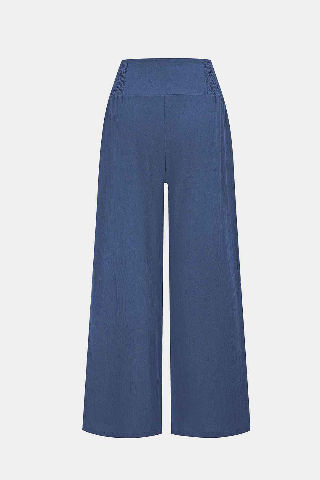 High Waist Shirred Waistband Wide Leg Pants - Flockneti