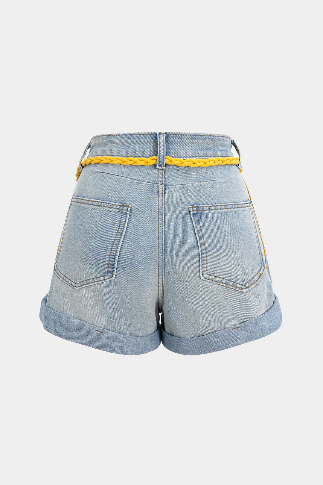 Denim High Waist Belted Wide Leg Shorts - Flockneti