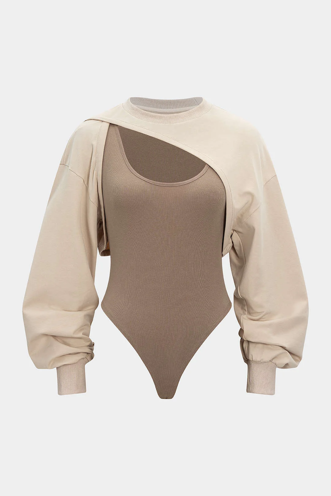 Contrast Two-Piece Long Sleeve Bodysuit - Flockneti