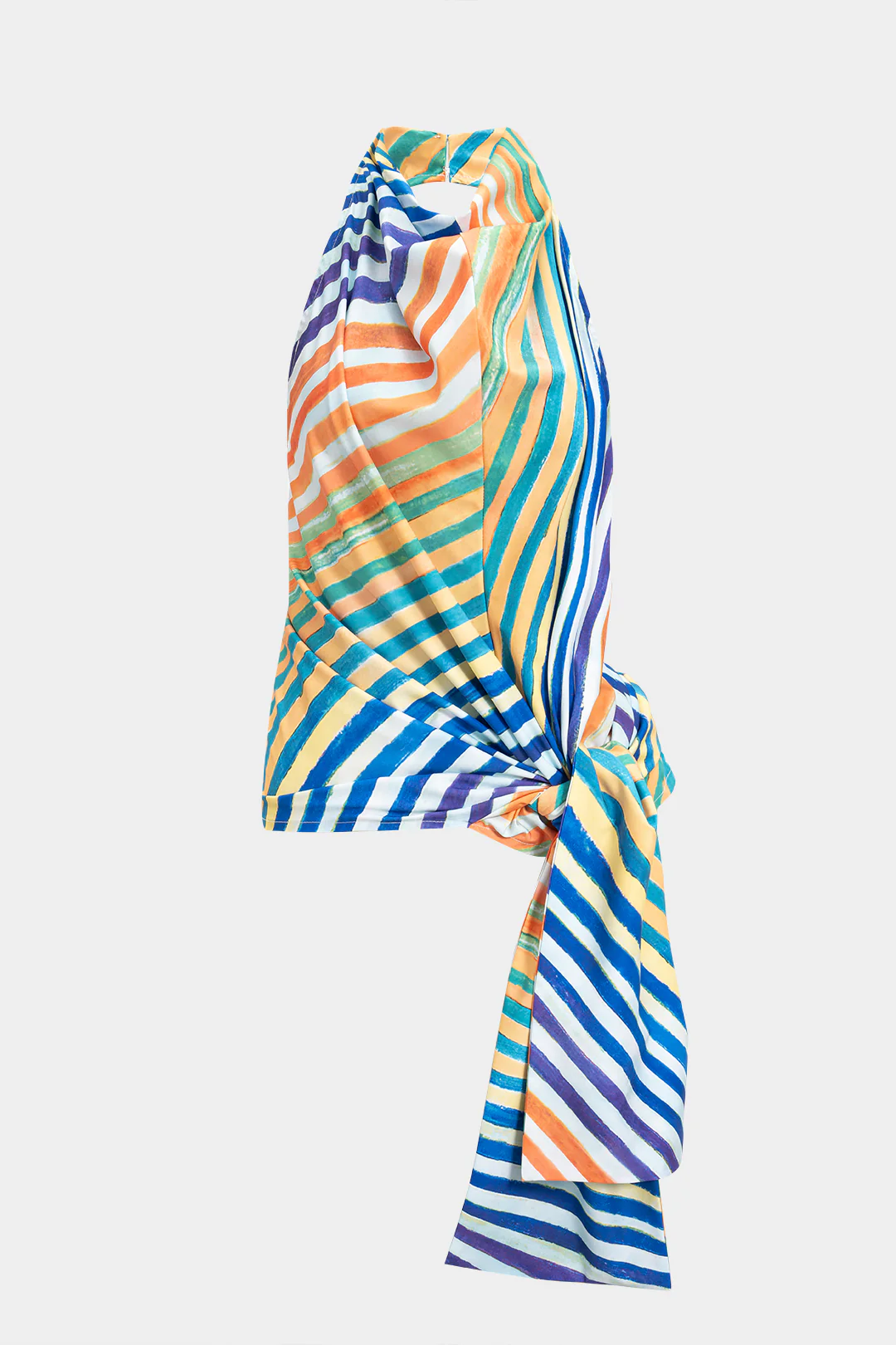 Contrast Stripe Print Tie-Up Tank Top - Flockneti
