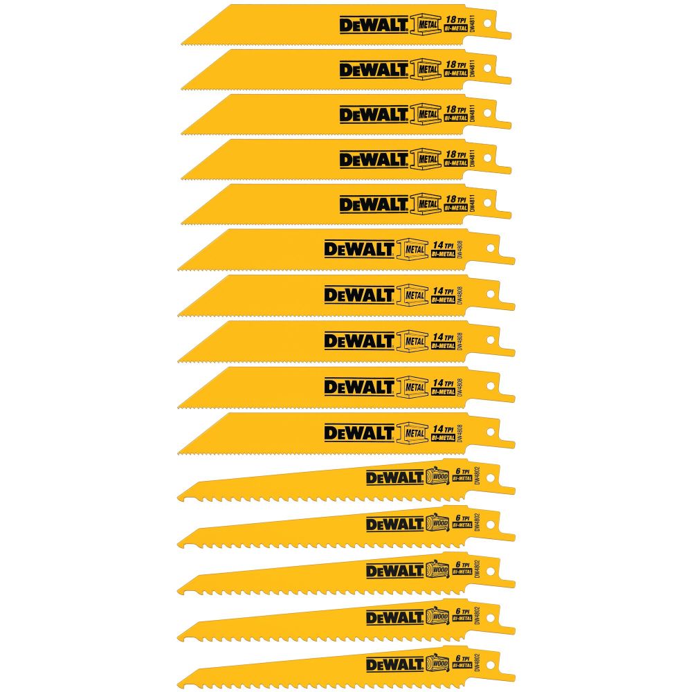 DEWALT Reciprocating Saw Blades Bi-Metal Tough Case Set 15pc - Flockneti