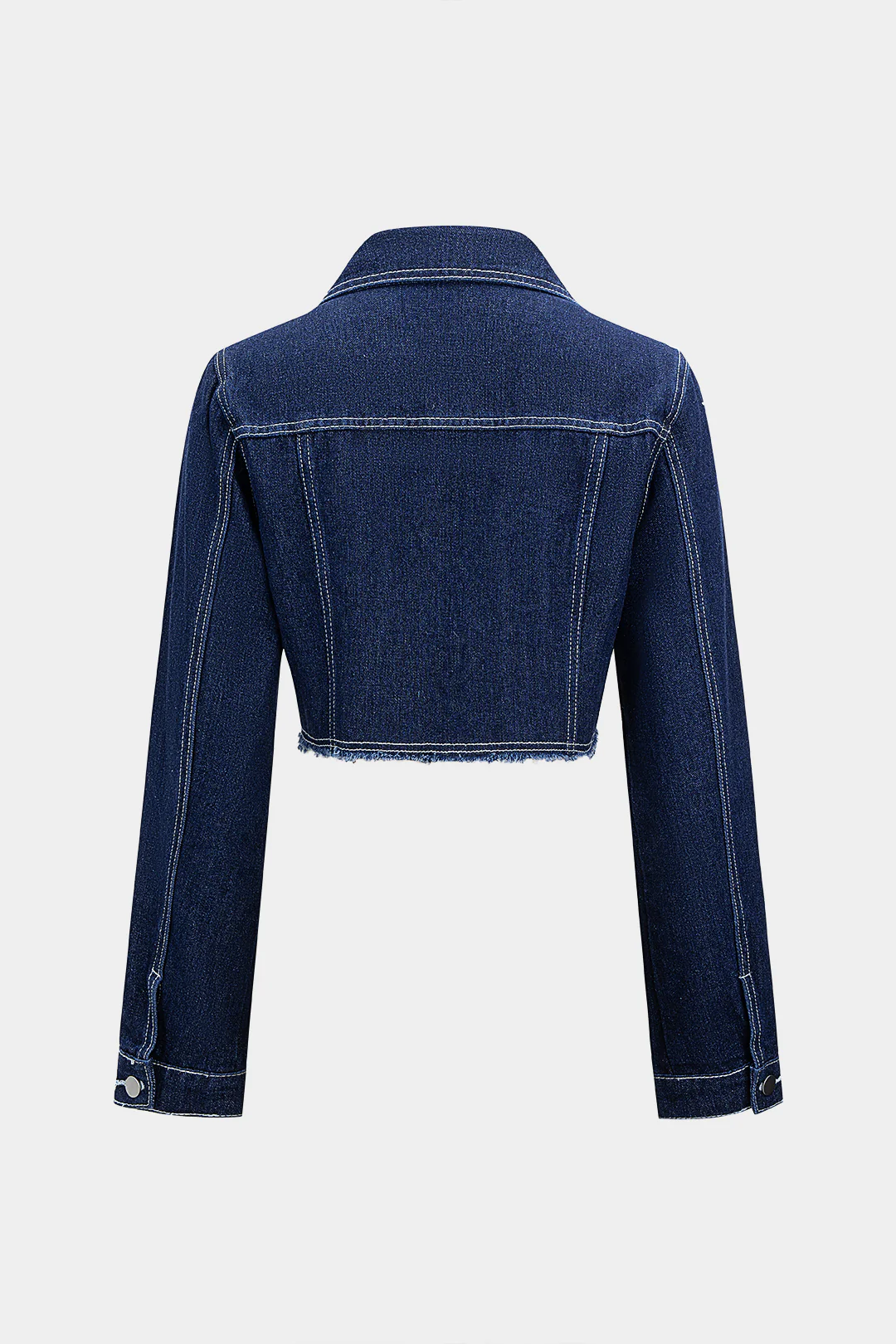 Denim Metallic Button Frayed Outerwear - Flockneti