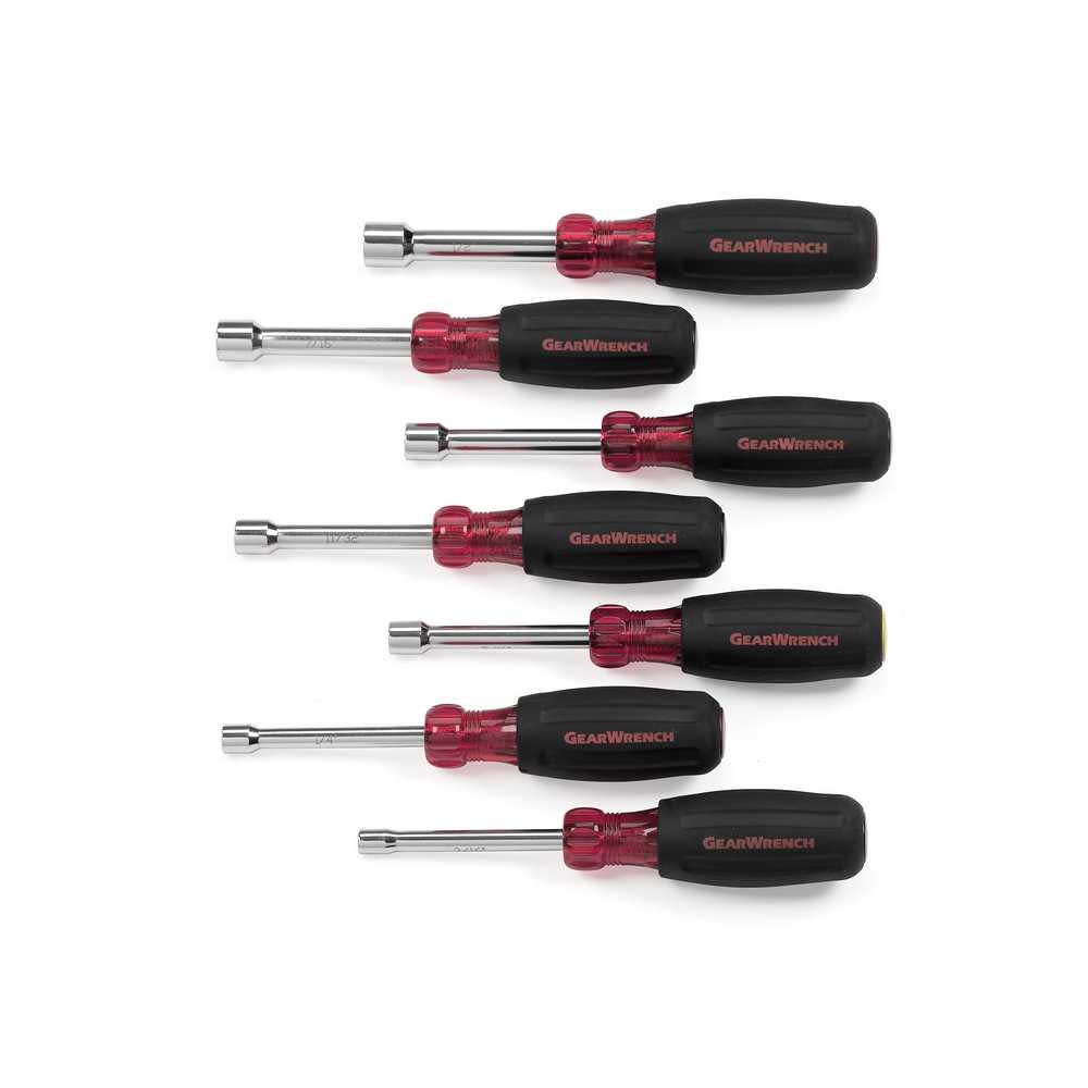 GEARWRENCH 7 pc Full Hollow Shaft Cushion Grip SAE Nut Driver Set - Flockneti