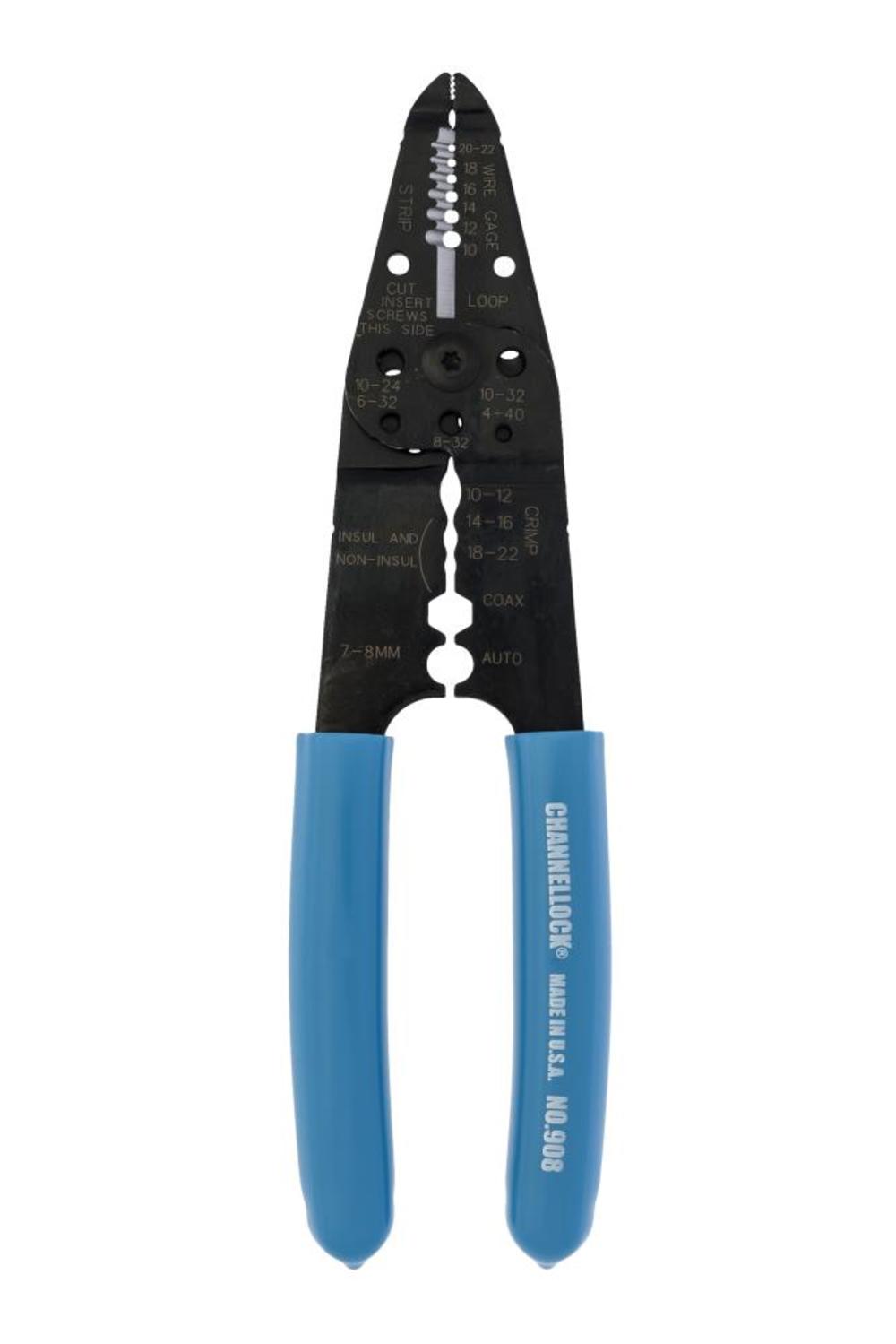 Channellock 8.25in Wiring Tool Strips Crimps & Cuts 10to22 AWG - Flockneti