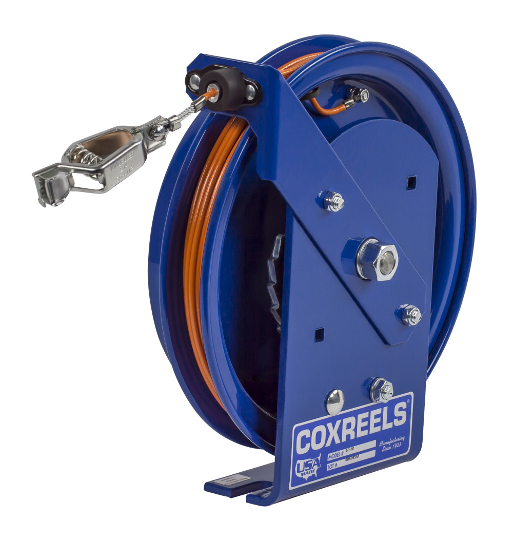 Coxreels Spring Rewind Static Discharge Cable Reel 75′ Cable - Flockneti