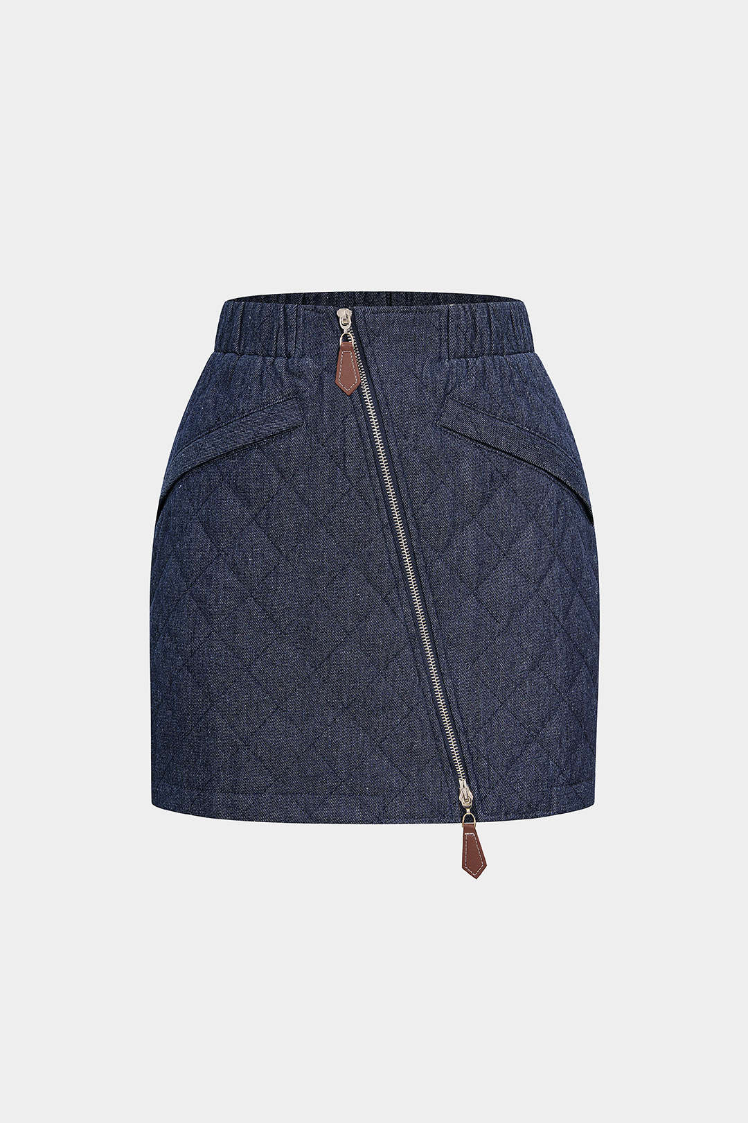 Denim Zipper Stitching Asymmetrical Skirt - Flockneti