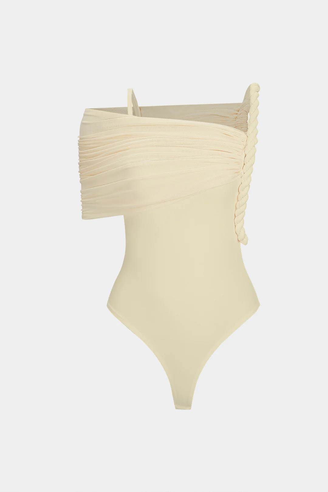 Asymmetrical Twist Knot Ruched Sleeveless Bodysuit - Flockneti