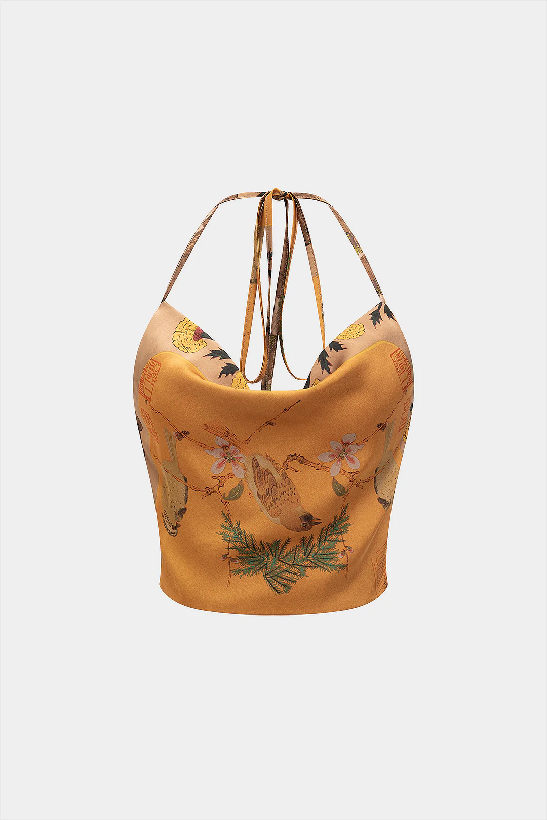 Floral Print Halter Neck Backless Cami Top - Flockneti