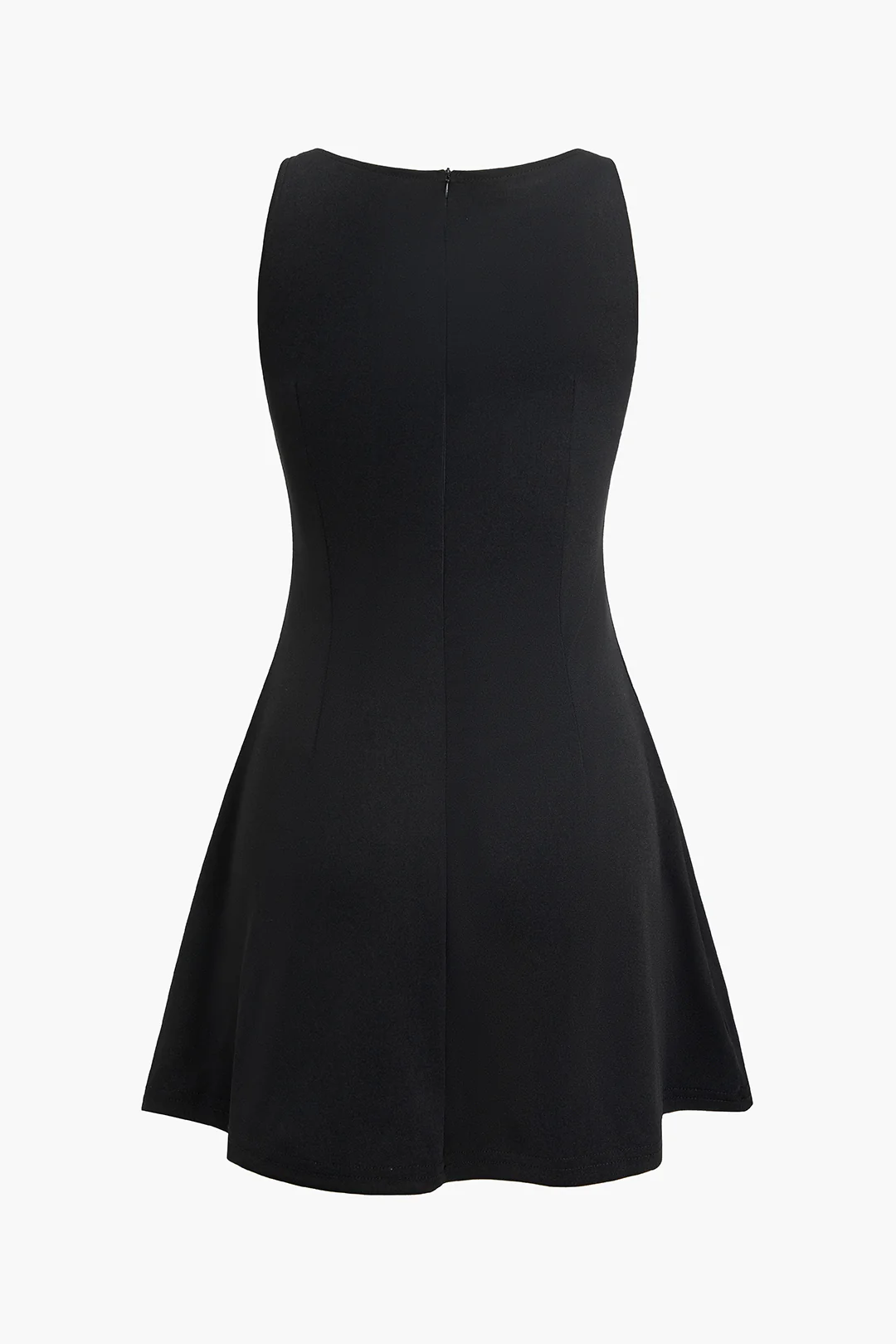 Solid Zipper Sleeveless Mini Dress - Flockneti