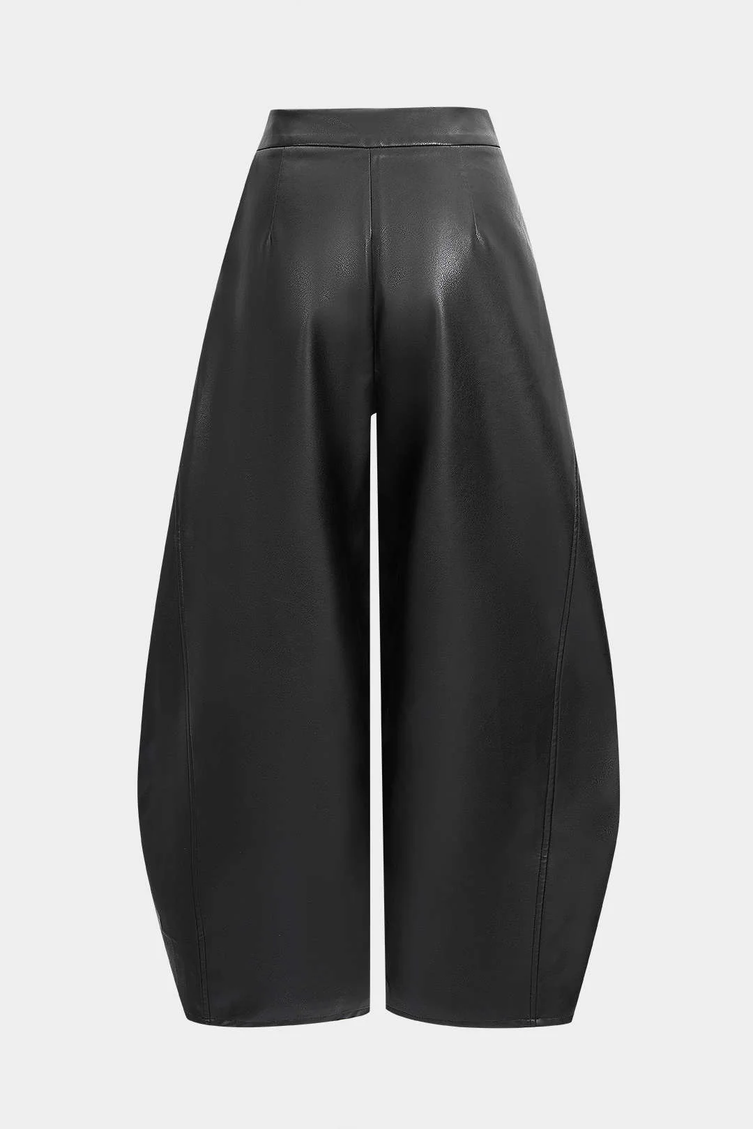 Faux Leather Metallic Zipper Hollow Out Ring Trousers - Flockneti