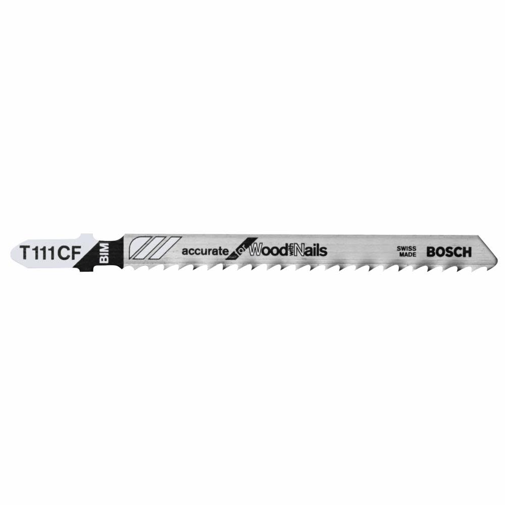 Bosch 5 pc. 4 In. 8 TPI Accurate for Wood with Nails T-Shank Jig Saw Blades - Flockneti