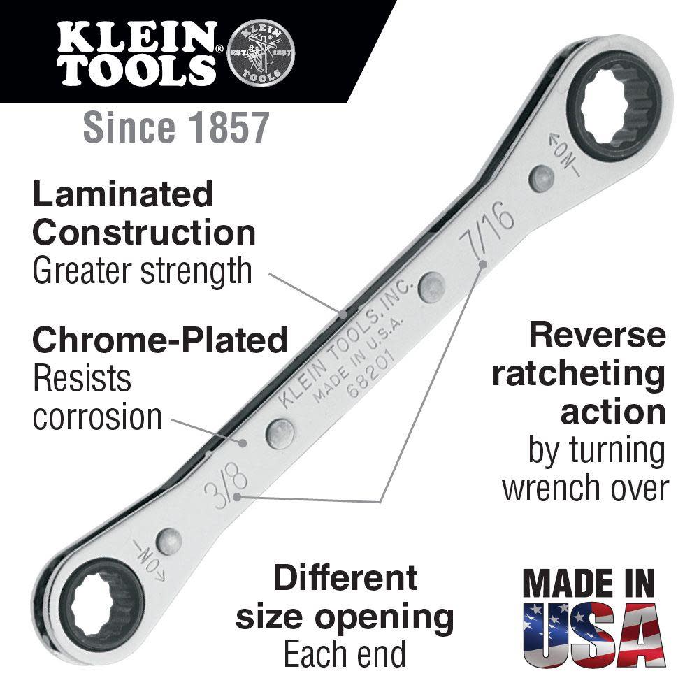 Klein Tools Ratcheting Box Wrench 5/8″ x 3/4″ - Flockneti