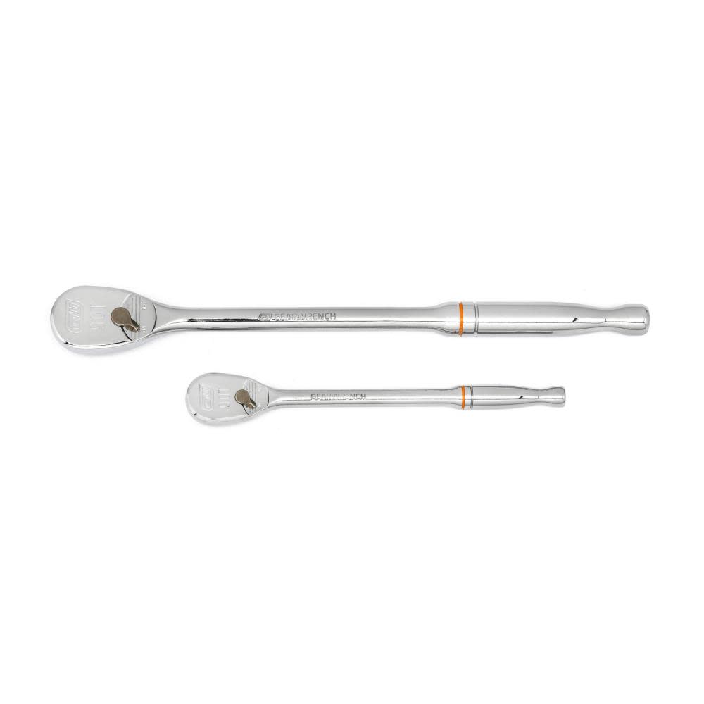 GEARWRENCH 2 Pc 1/4″ & 3/8″ Drive 90 Tooth Long Handle Teardrop Ratchet Set - Flockneti
