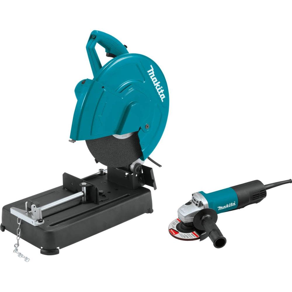 Makita 14 In. Cut-Off Saw with 4-1/2 In. Paddle Switch Angle Grinder - Flockneti