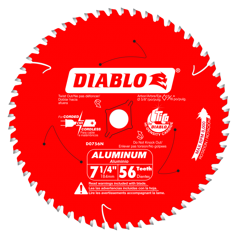 Diablo Tools 7-1/4″ x 56 Tooth Thick Aluminum Cutting Saw Blade - Flockneti