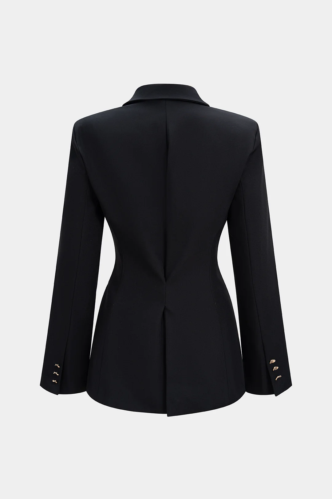 Notched Lapel Metallic Decor Ruched Asymmetrical Blazer - Flockneti