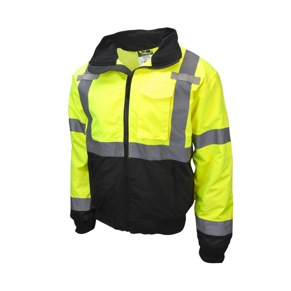 Radians Class 3 Two in One High Visibility Bomber Safety Jacket Green Black Bottom 3X - Flockneti