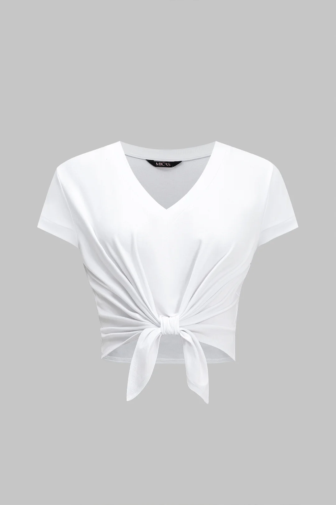 Tie Front Short Sleeve T-Shirt - Flockneti