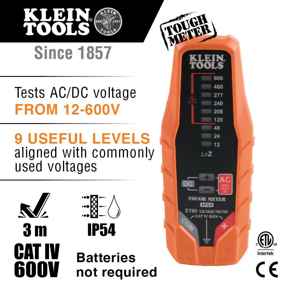 Klein Tools Electronic AC/DC Voltage Tester - Flockneti