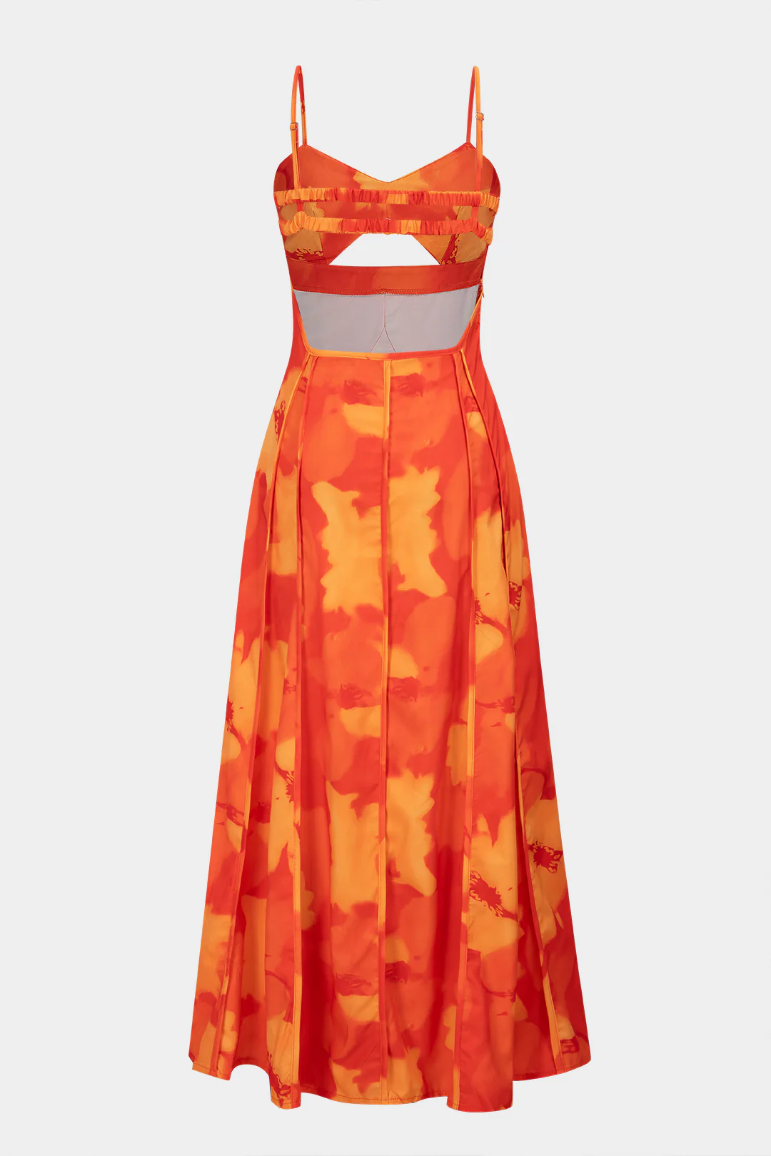 Floral Print V-Neck Cut Out Backless Sleeveless Maxi Dress - Flockneti