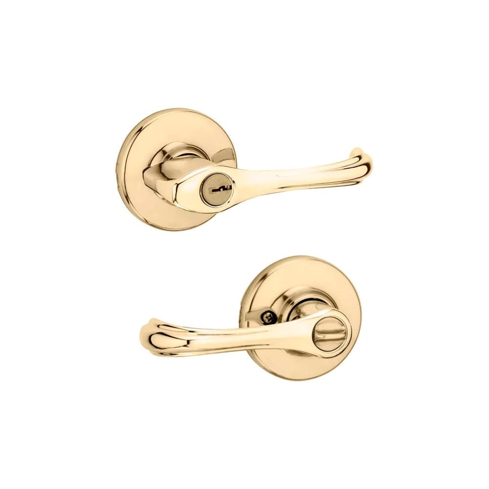 Kwikset Polished Brass Keyed Entry Dorian Lockset Door Lever - Flockneti