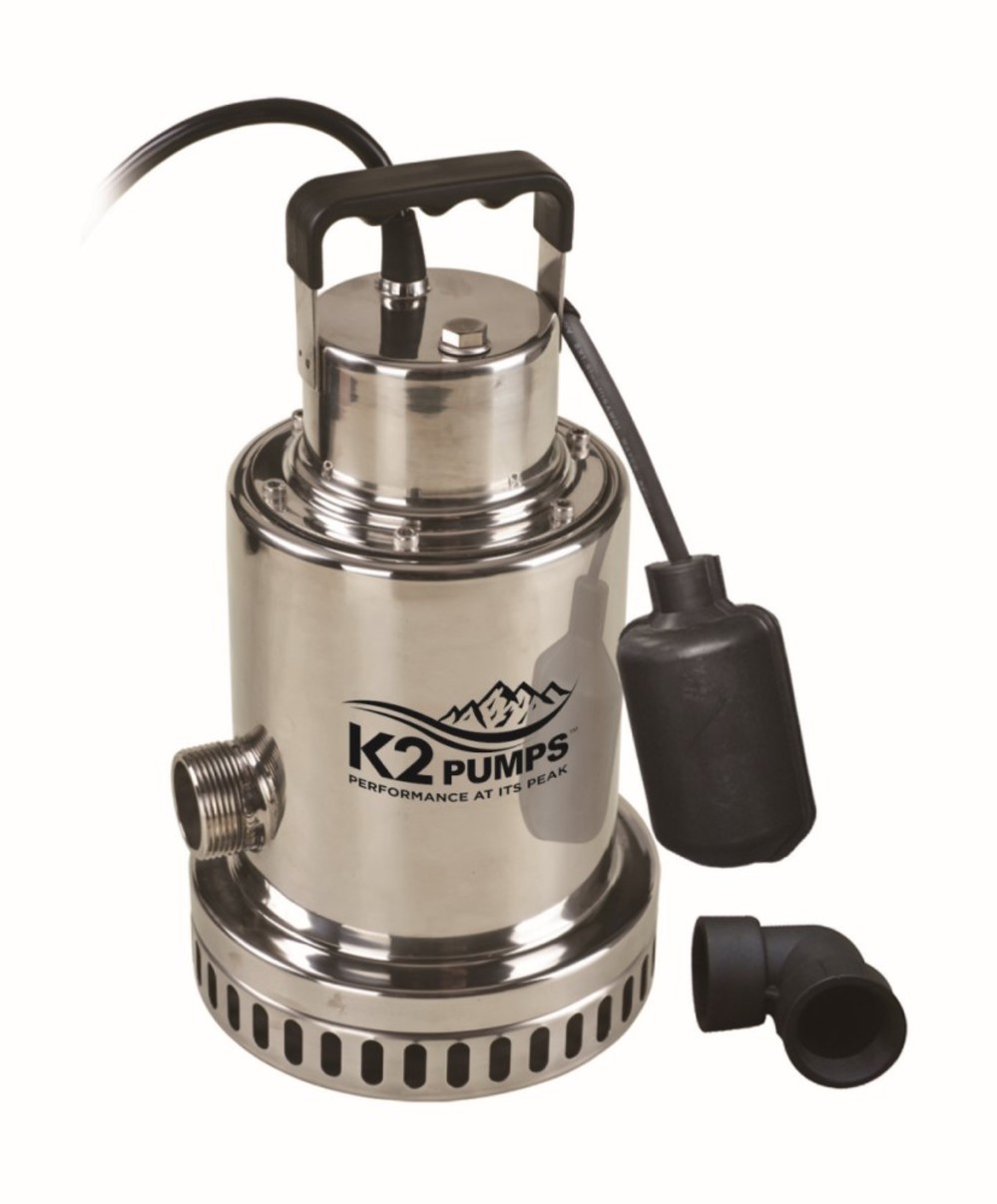 K2 Pumps Sump Pump 1/2 HP Stainless Steel with Piggyback Tethered Switch - Flockneti