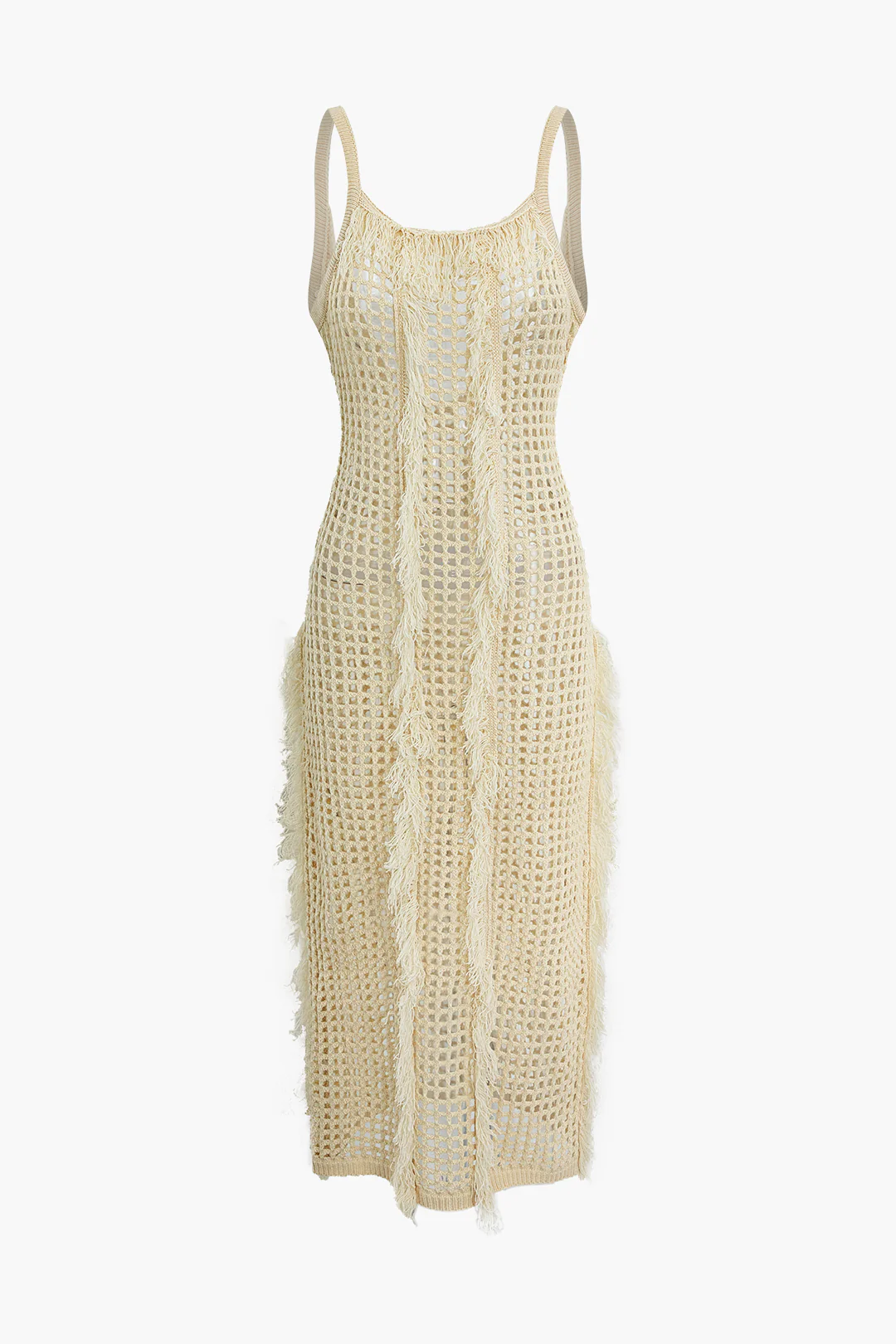 Fringe Cut Out Backless Cover Up - Flockneti