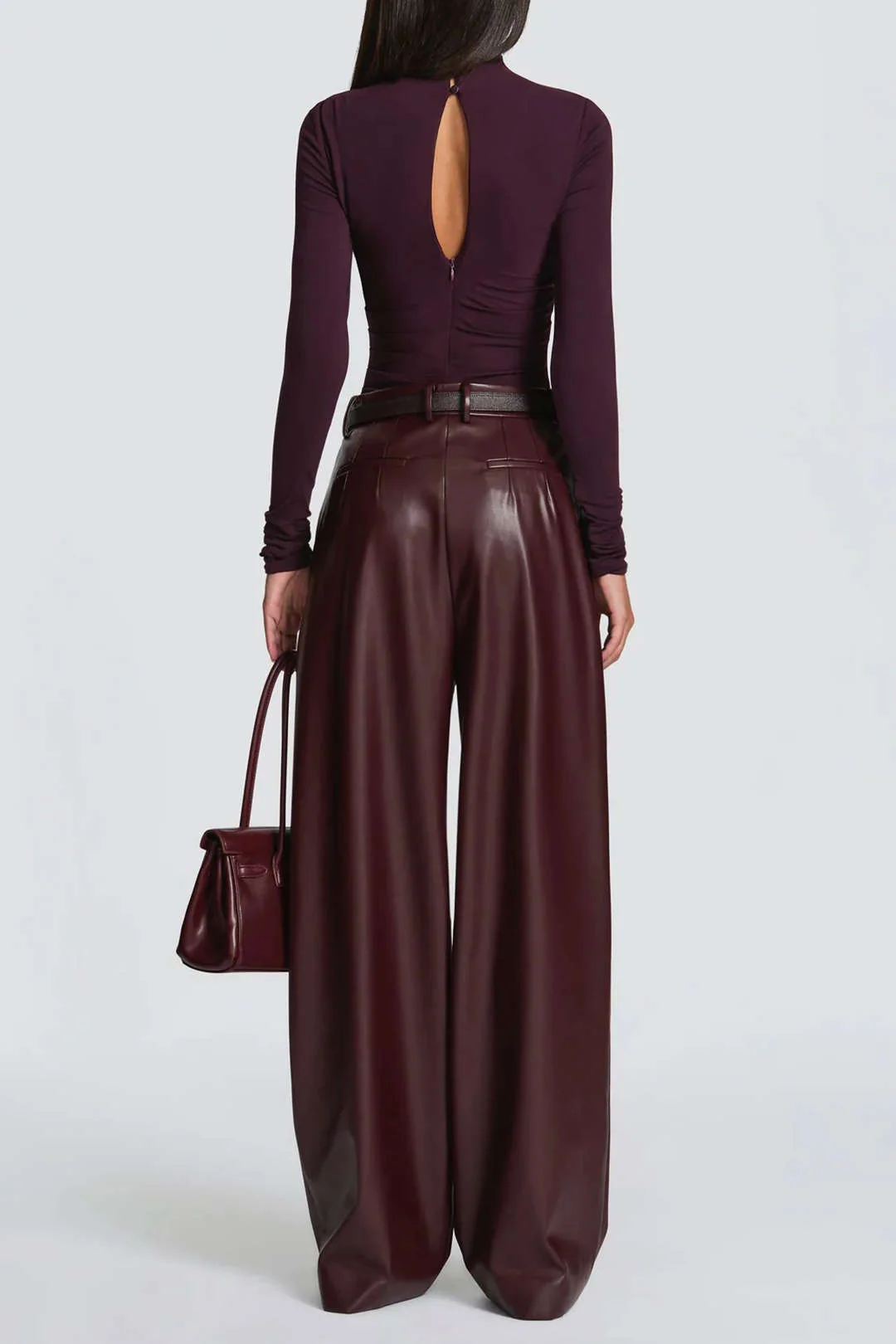 Mesh Ruched Asymmetrical Long Sleeve Bodysuit - Flockneti