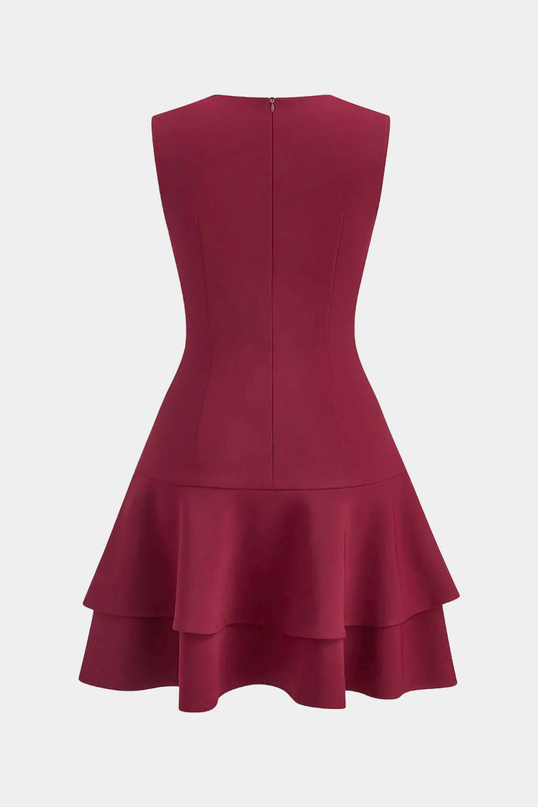 Asymmetrical Round Neck Ruffle Hem Sleeveless Mini Dress - Flockneti