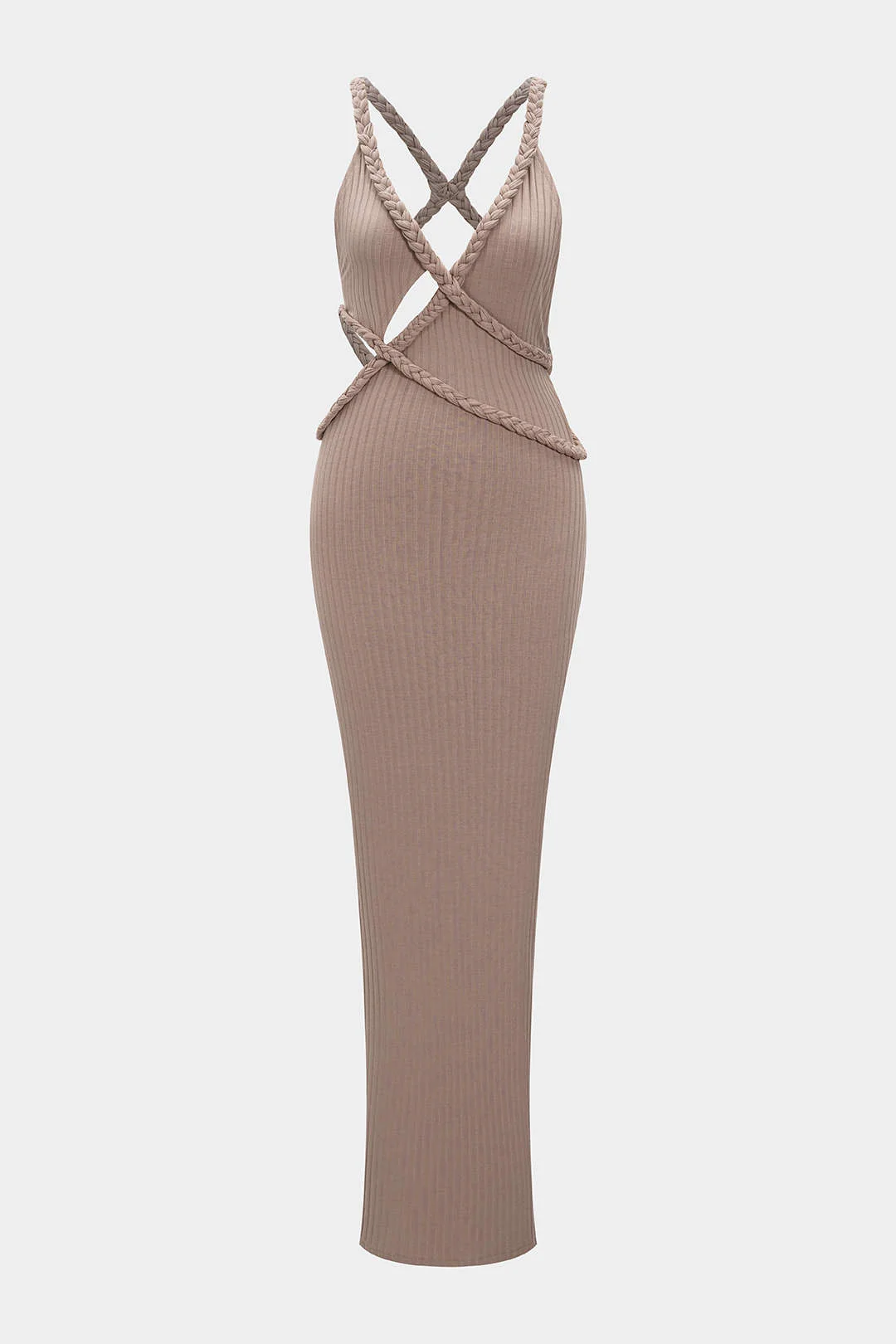 Asymmetrical Braided Backless Sleeveless Maxi Dress - Flockneti