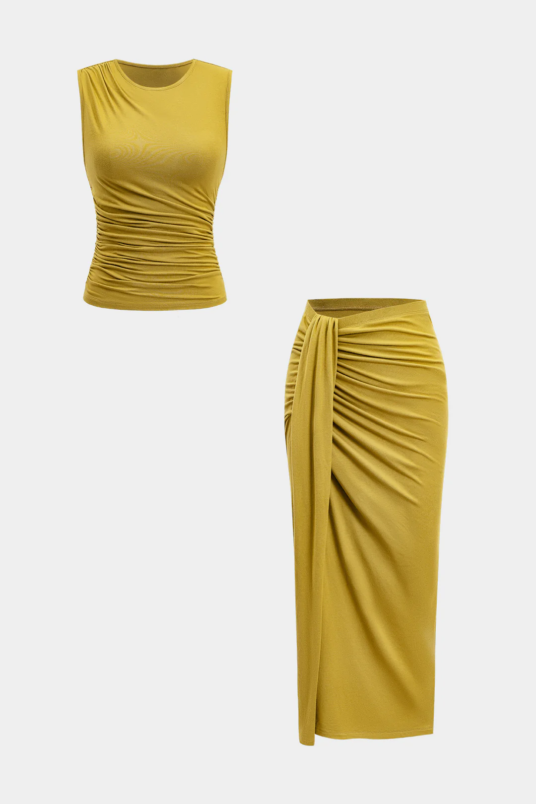 Tank Top And Ruched Twist Knot Skirt Set - Flockneti
