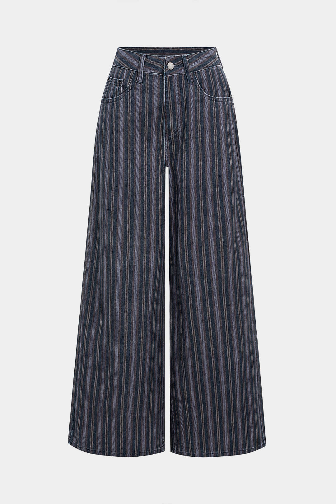 Color Block Stripes Print High Waist Jeans - Flockneti