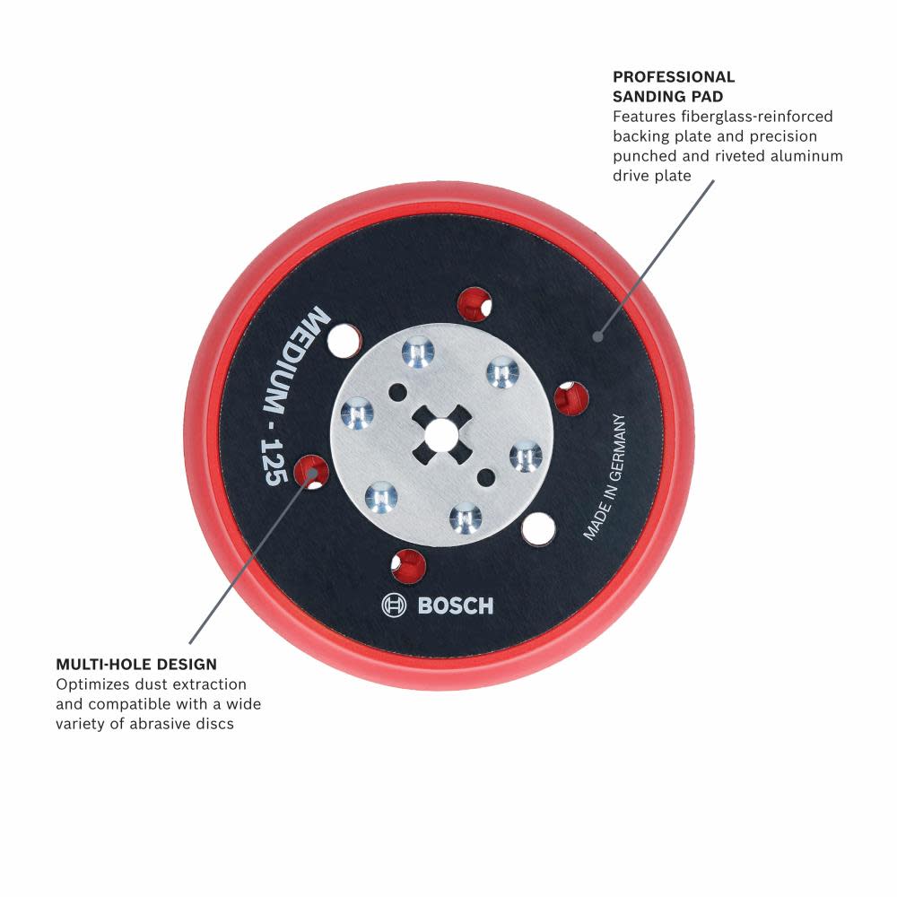 Bosch 5″ Medium Hook & Loop Multi Hole Sanding Pad - Flockneti